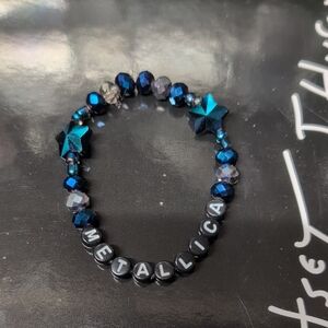 Metallica Beaded Bracelet with Blue Accents